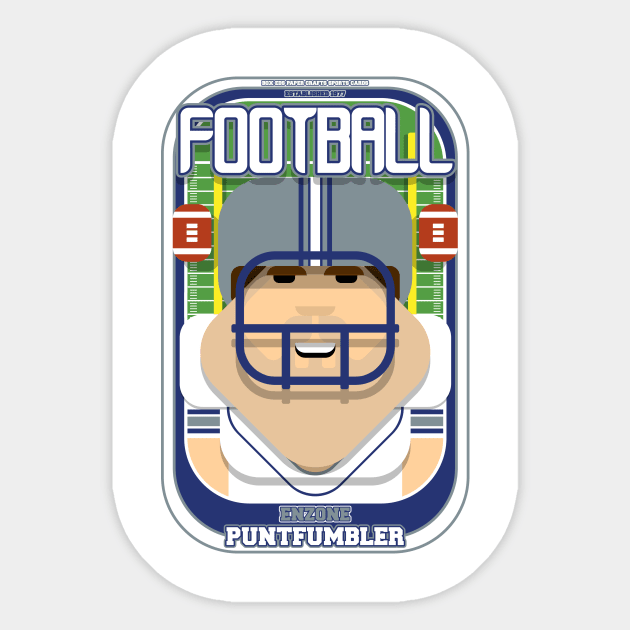 American Football White Silver Blue - Enzone Puntfumbler - Bob version Sticker by Boxedspapercrafts